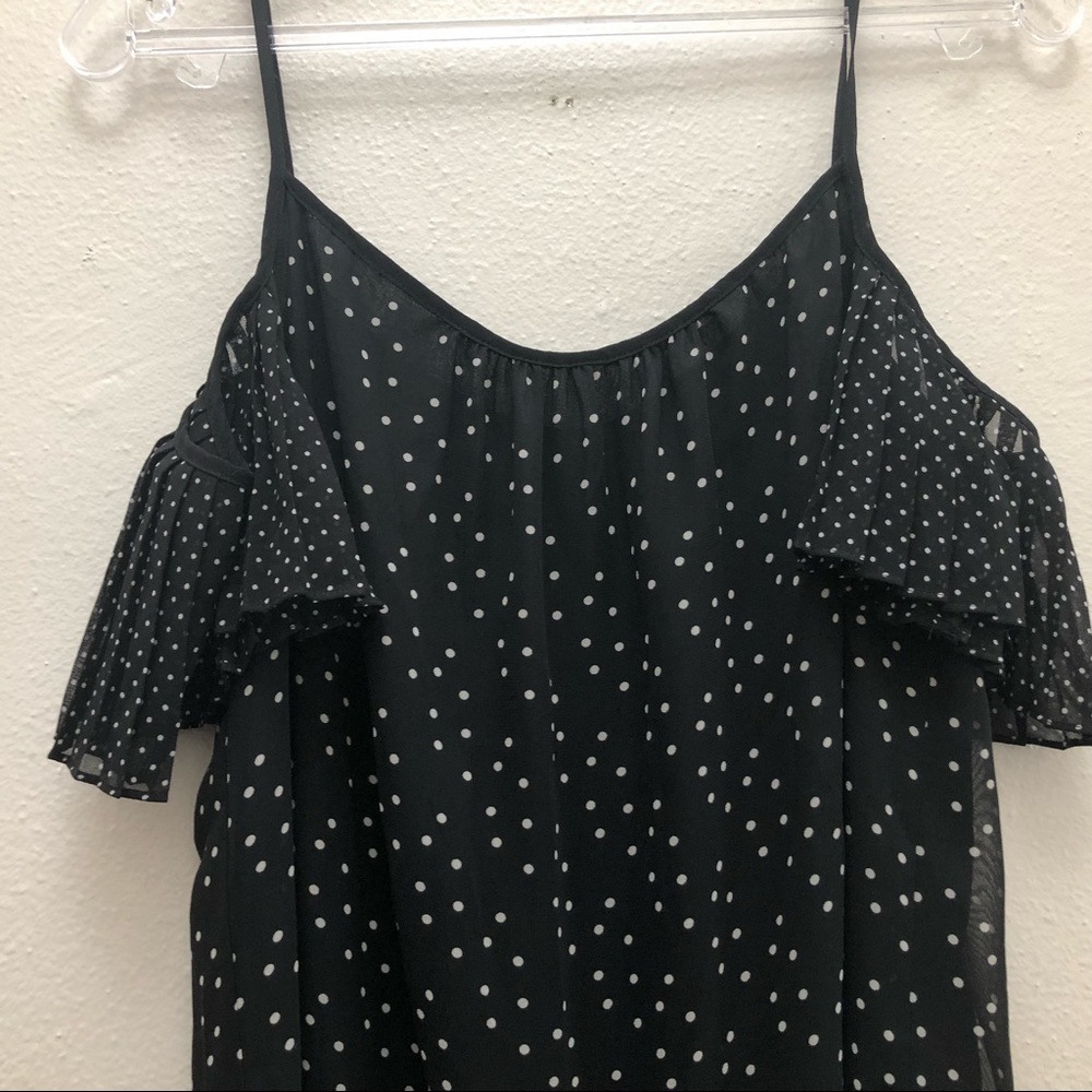 Max Studio Polka Dot Spaghetti Strap Off Shoulder Mini Dress Women's Size S - Picture 2 of 9